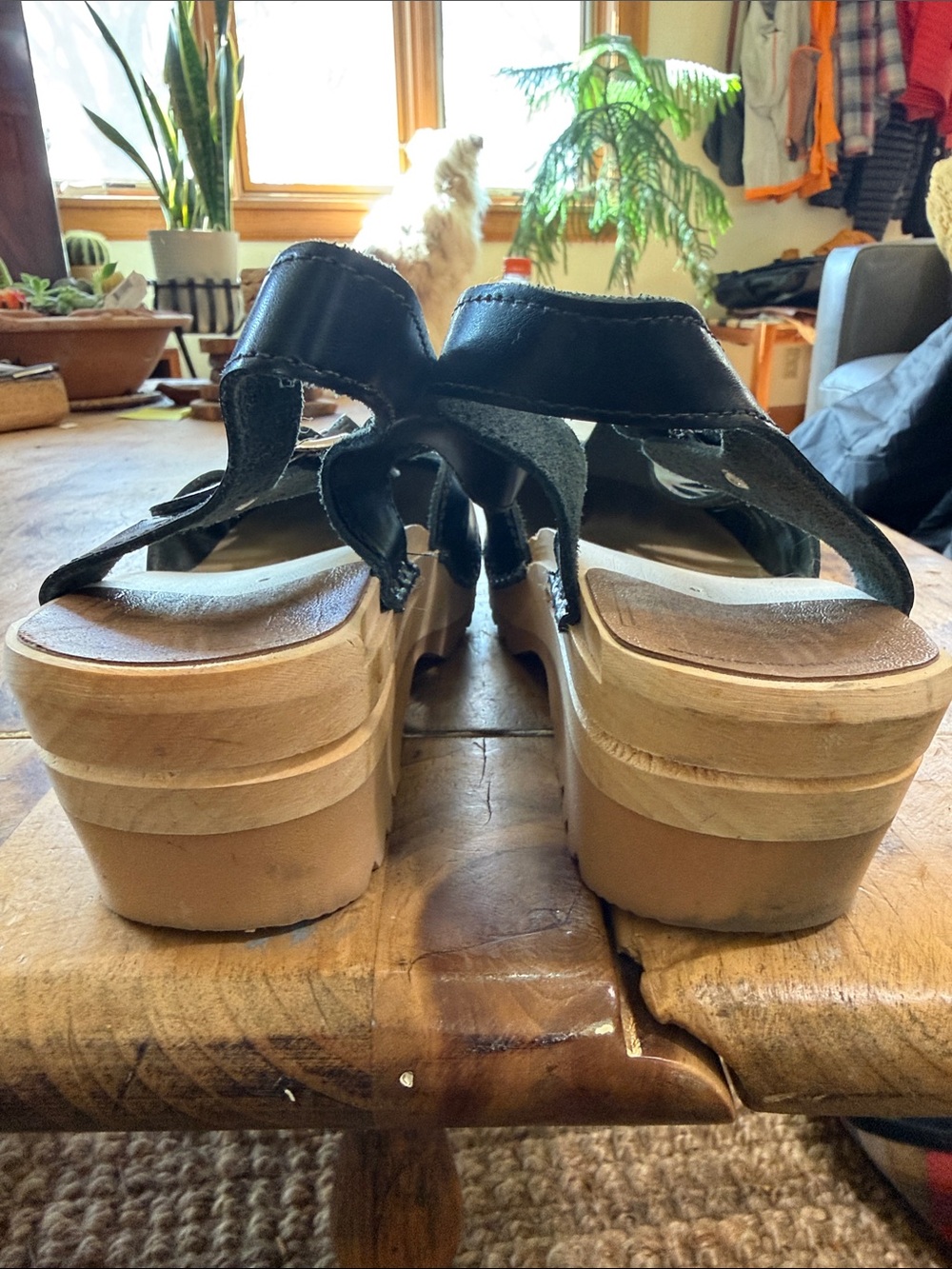 Troentorp Mary Jane Black Leather Swedish Wood Clogs – Size 39 - Picture 3 of 5